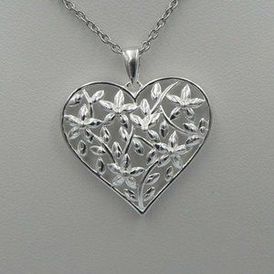 Sterling Silver and Stainless Steel Heart Pendant 20 inches